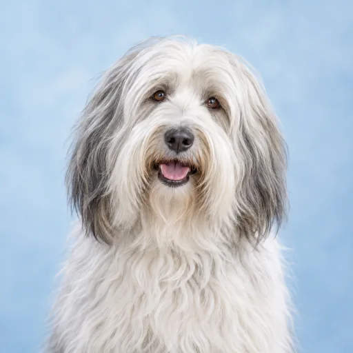 Portrait of Lotus, the family’s Tibetan Terrier